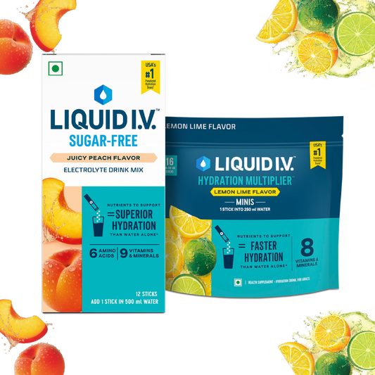 Liquid IV 2 Flavour Bundle (Juicy Peach & Lemon Lime Minis)