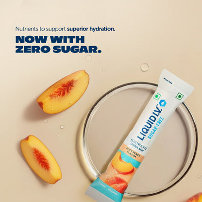 LIQUID I.V. SUGAR FREE - JUICY PEACH | 7 STICKS = 3.5L WATER | ELECTROLYTE MIX 10G|HYDRATION