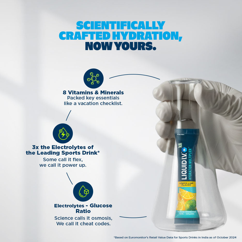 Liquid I.V.™ Hydration Multiplier™ - Lemon Lime|6 Sticks = 3 LTRS| Hydration Drink Mix 16g