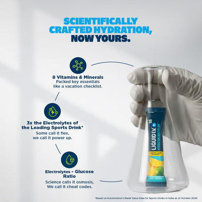 Liquid I.V.™ Hydration Multiplier™ - Lemon Lime|6 Sticks = 3 LTRS| Hydration Drink Mix 16g