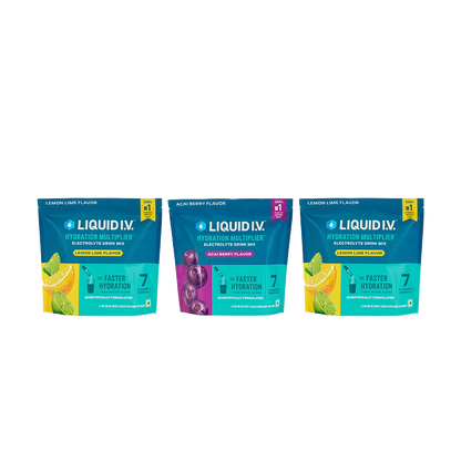Liquid IV 3 Flavour Bundle (Lemon Lime, Acai Berry and Lemon Lime)