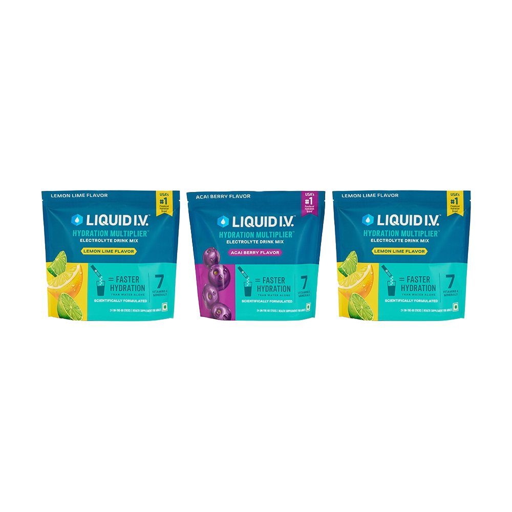 Liquid IV 3 Flavour Bundle (Lemon Lime, Acai Berry and Lemon Lime)