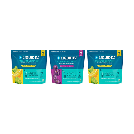 Liquid IV 3 Flavour Bundle (Lemon Lime, Acai Berry and Lemon Lime)