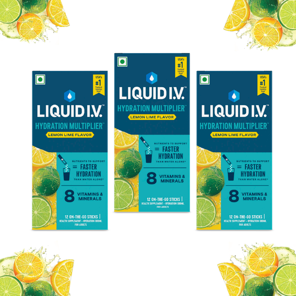 Liquid IV (Pack of 12) 3 Flavour Bundle (Lemon Lime)