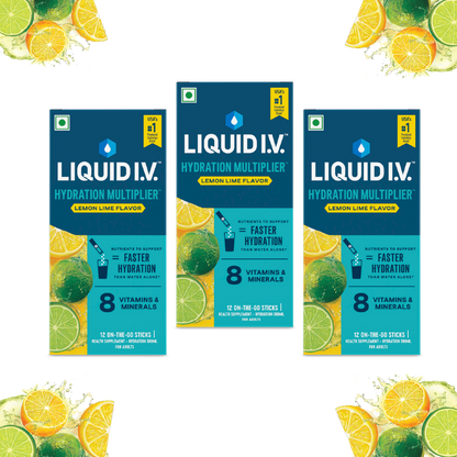 Liquid IV (Pack of 12) 3 Flavour Bundle (Lemon Lime)