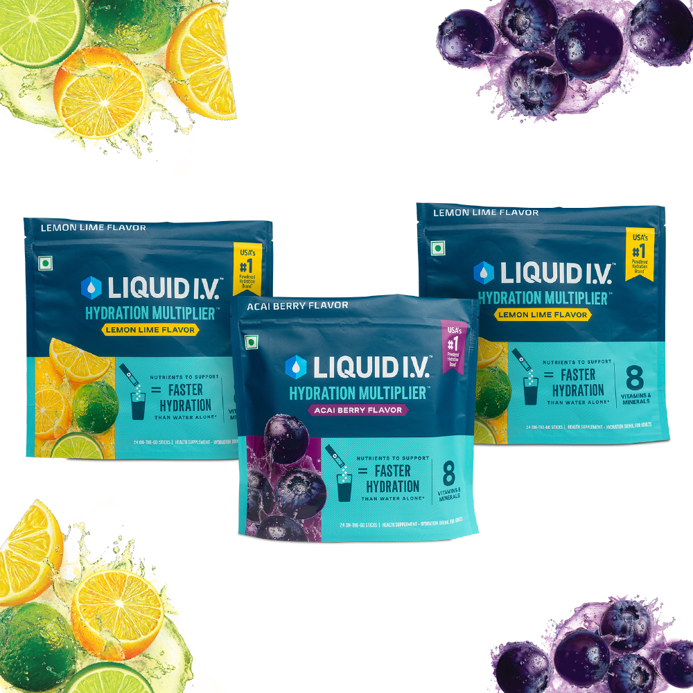 Liquid IV 3 Flavour Bundle (Lemon Lime, Acai Berry and Lemon Lime)