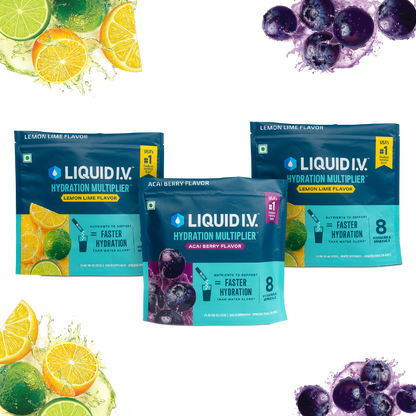 Liquid IV 3 Flavour Bundle (Lemon Lime, Acai Berry and Lemon Lime)