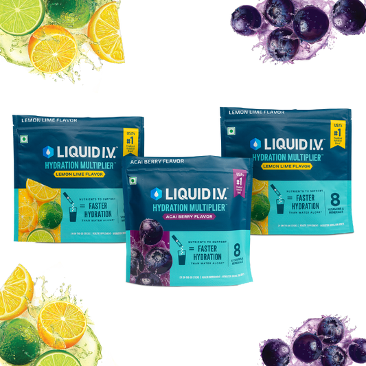 Liquid IV 3 Flavour Bundle (Lemon Lime, Acai Berry and Lemon Lime)