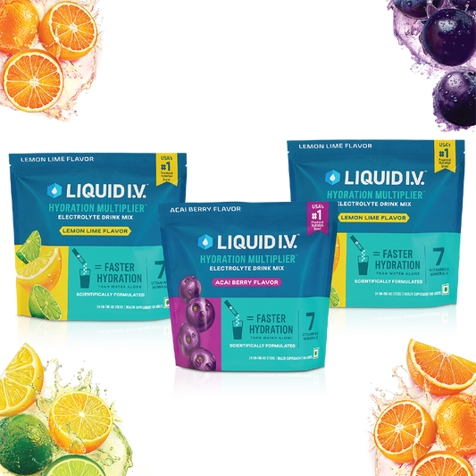 Liquid IV 3 Flavour Bundle (Lemon Lime, Acai Berry and Lemon Lime)