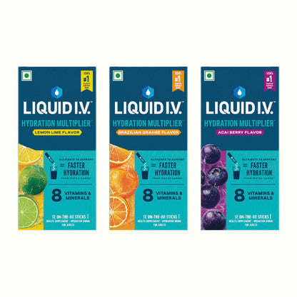 Liquid IV Bundle of 3 (Lemon Lime, Brazilian Orange and Acai Berry)